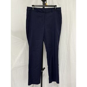 NWT Madison Dress Pants Womens 10  Navy Straight Leg Trouser Flat Front Business